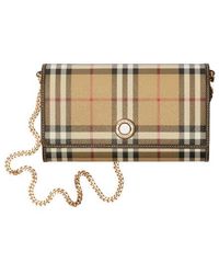 Burberry - Check Chain Strap Wallet - Lyst