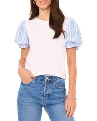 Vince Camuto - Tulip Sleeve Mixed Media Top - Lyst