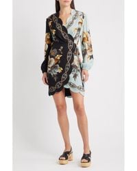 FARM Rio - Snake Garden Mix Print Long Sleeve Wrap Dress - Lyst