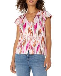 Liverpool Los Angeles - Flutter Sleeve Knit Button-Up Shirt - Lyst