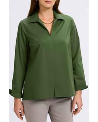 Foxcroft - Agnes Split Cuff Popover Blouse - Lyst
