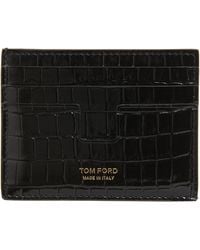 Tom Ford - T-line Croc Embossed Patent Leather Card Holder Embossed Patent Leather Card Holdercroct-line - Lyst