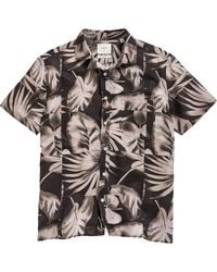 Billy Reid - Tiled Leaf Print Short Sleeve Linen & Cotton Button-Up Shirt - Lyst