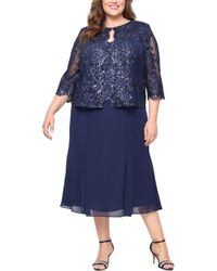 Alex Evenings - Embroidered Lace & Sequin Mock Cocktail Dress - Lyst