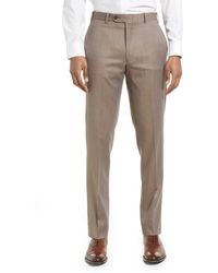 JB Britches - Flat Front Wool Trousers In Khaki At Nordstrom Rack - Lyst