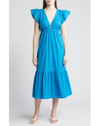 Rails - Tina Flutter Sleeve Cotton Blend Midi Dress - Lyst