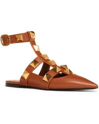 valentino roman stud ankle strap flat