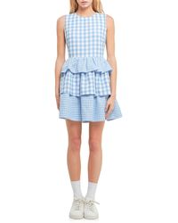 English Factory - Tiered Gingham Sleeveless Dress - Lyst