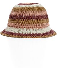 Mango - Stripe Woven Straw Bucket Hat - Lyst