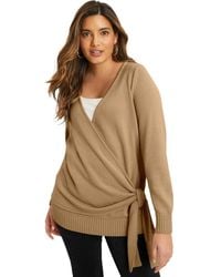 June + Vie - Wrap-Front Cardigan - Lyst