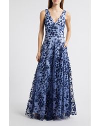 Eliza J - Embroidered Floral Illusion Lace A-Line Gown - Lyst