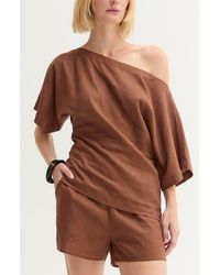 Crescent - One Shoulder Linen Blend Top - Lyst