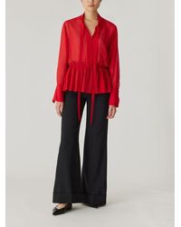 Rebecca Taylor - Covered Button Tie Front Blouse - Lyst