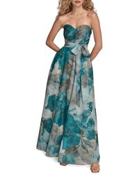 Donna Karan - Floral Strapless Fit & Flare Gown - Lyst