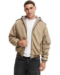 Cotton On - Denim Hooded Bomber Jacket - Lyst