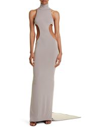 LAQUAN SMITH - Mock Neck T-bar Cutout Gown With Train - Lyst