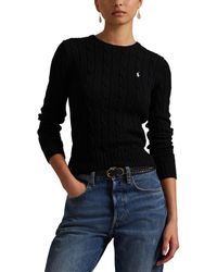 Polo Ralph Lauren - Julianna Pima Cotton Cable Knit Crewneck Sweater - Lyst