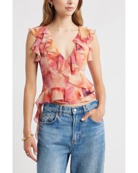 Open Edit - Sleeveless Ruffle Top - Lyst