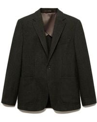Mango - Slim Fit Plaid Wool Blend Blazer - Lyst