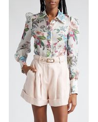 Zimmermann - Matchmaker Floral Print Linen & Silk Shirt - Lyst