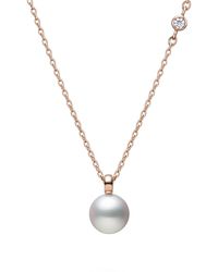 Mikimoto - Classic Cultured Pearl & Diamond Pendant Necklace - Lyst