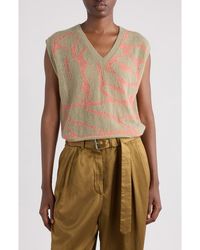 Dries Van Noten - Totok Giant Couture Rose Jacquard Wool & Alpaca Blend Sweater Vest - Lyst