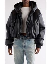 Acne Studios - Offy Faux Leather Hooded Bomber Jacket - Lyst