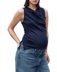 Mango - Cowl Neck Sleeveless Denim Maternity Shirt - Lyst