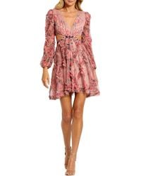 Mac Duggal - Floral Ruffle Cutout Chiffon A-line Cocktail Dress - Lyst