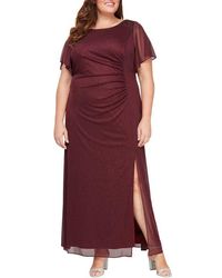 Sl Fashions - Flutter Sleeve Metallic Gown - Lyst