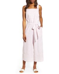 Beach Lunch Lounge Talia Stripe Cotton & Linen Jumpsuit - Pink