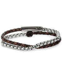 Jonas Studio - Braided Leather & Chain Double Wrap Bracelet - Lyst