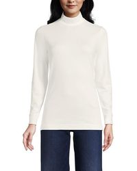 Lands' End - Relaxed Cotton Long Sleeve Mock Turtleneck - Lyst