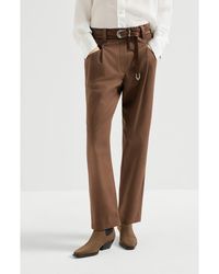 Brunello Cucinelli - Stretch Cotton Cover Baggy Pull-On Trousers With Shiny Bartack - Lyst