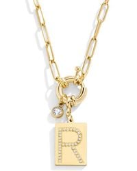 Mint & Lily - Pave Initial Pendant With Paperclip Chain Necklace - Lyst