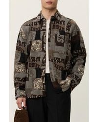 Les Deux - Kaleb Patchwork Jacquard Overshirt - Lyst