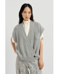 Brunello Cucinelli - Cashmere English Rib Wrap Cardigan - Lyst