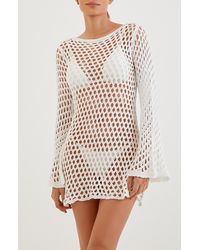 ViX - Belle Crochet Long Sleeve Cotton Cover-up Dress - Lyst