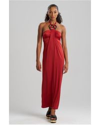 Natori - Solid Jersey Halter Dress W/ Hand Carved Wood Rings - Lyst