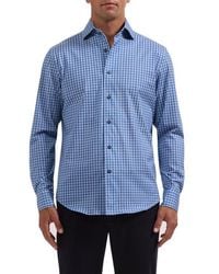 Bugatchi - Devon Ooohcotton Tech Check Long Sleeve Shirt - Lyst