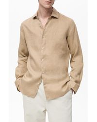 Mango - Slim Fit Linen Button-Up Shirt - Lyst