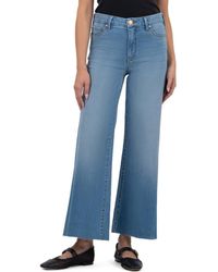 Kut From The Kloth - Meg Fab Ab High Waist Raw Hem Ankle Wide Leg Jeans - Lyst