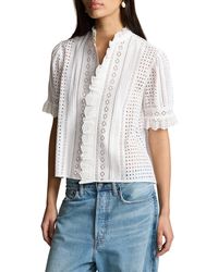 Polo Ralph Lauren - Cotton Eyelet Button-up Shirt - Lyst