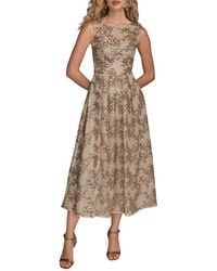 Donna Karan - Floral Sequin Sleeveless Gown - Lyst