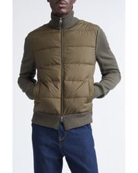 Moncler - Quilted Down & Virgin Wool Cardigan - Lyst