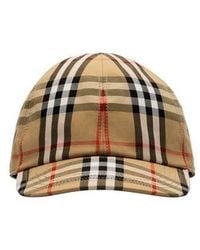Burberry - Check Cotton Baseball Cap - Lyst