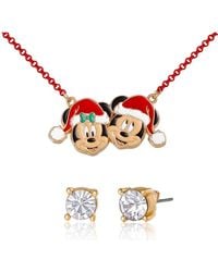 Disney - Mickey And Minnie Mouse Santa Necklace And Stud Earrings Set - Lyst