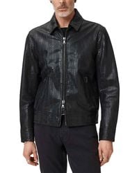 John Varvatos - Benjamin Embossed Leather Jacket - Lyst