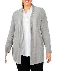 Foxcroft - Mixed Stitch Open Front Cardigan - Lyst