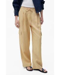 Mango - Linen Cargo Pants - Lyst